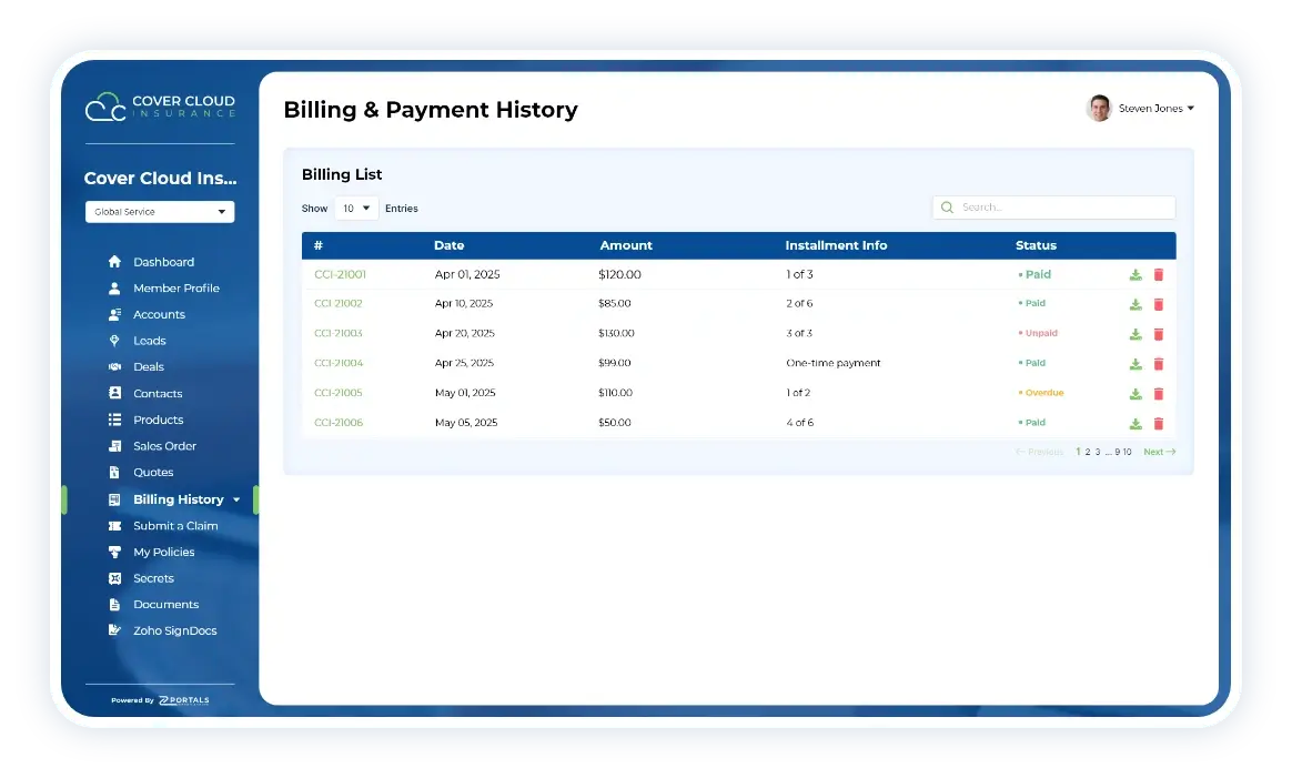 Billing & Payment History